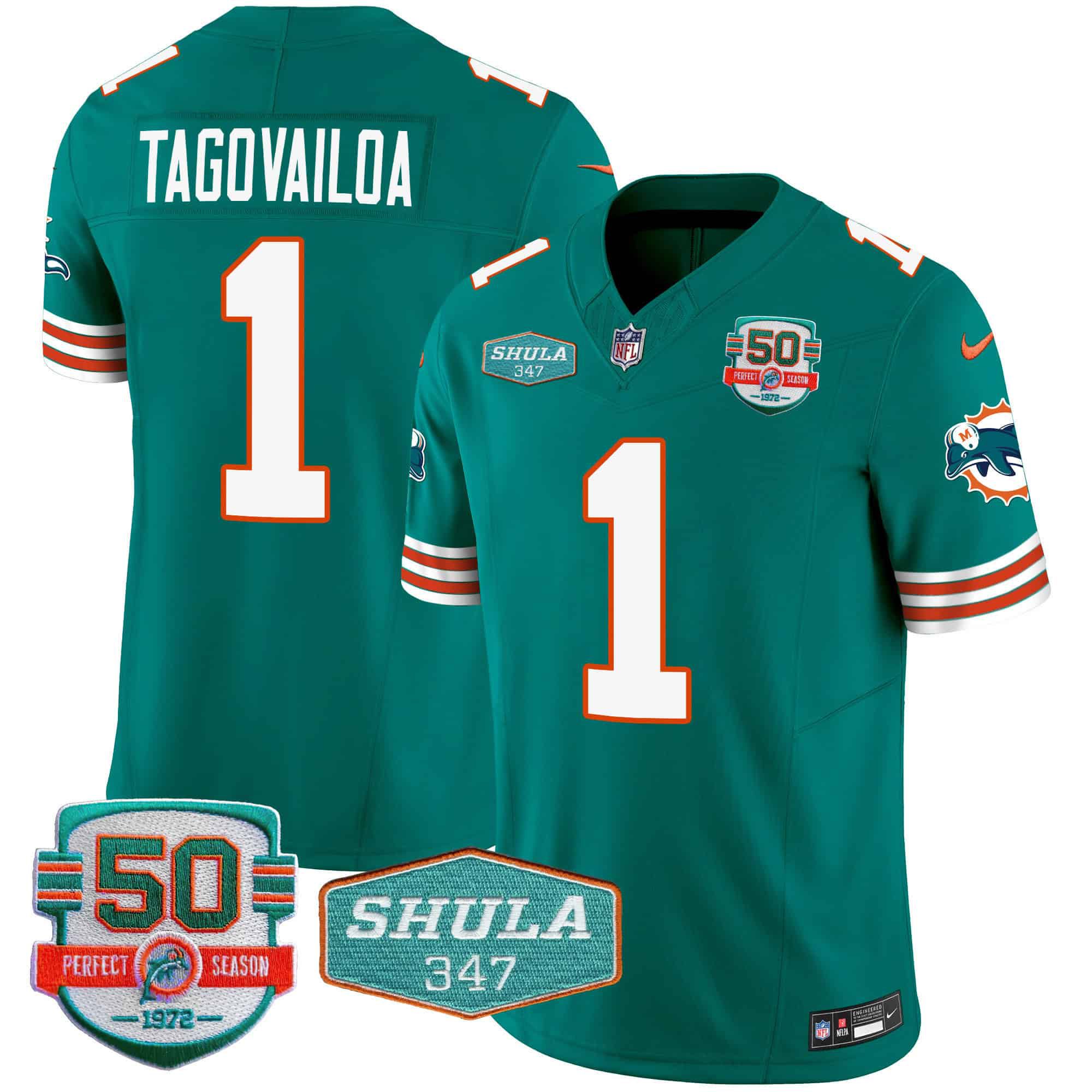 Men Miami Dolphins #1 Tagovailoa Green 2024 Nike Throwback Shula 347 Patch Vapor NFL Jersey style 1->indianapolis colts->NFL Jersey